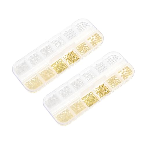 Homoyoyo 2 Boxen Metall Nagelperlen Gold Silber Caviar Beads Mix für DIY Maniküre Nail Studs Charms Salon Schmuck Dekorationen Vielseitig Einsetzbar von Homoyoyo