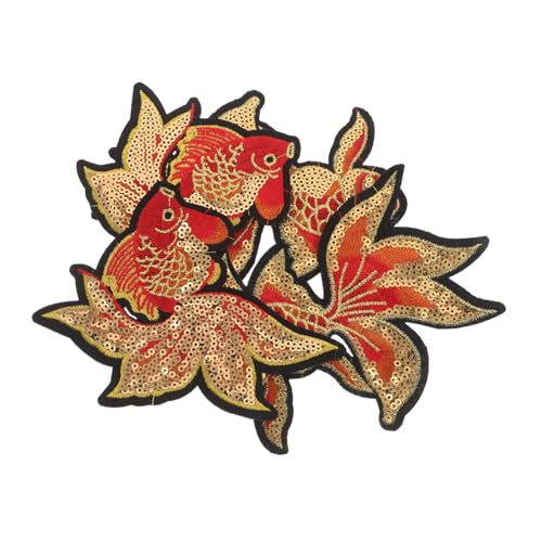 Homoyoyo 2 Paar Karpfen-patches, Bestickte Pailletten, Fisch-applikationen, Zum Aufbügeln Auf Kleidung, Für Hosen, Canvas-taschen Und Rucksäcke, Traditionelles Chinesisches Glückstier von Homoyoyo