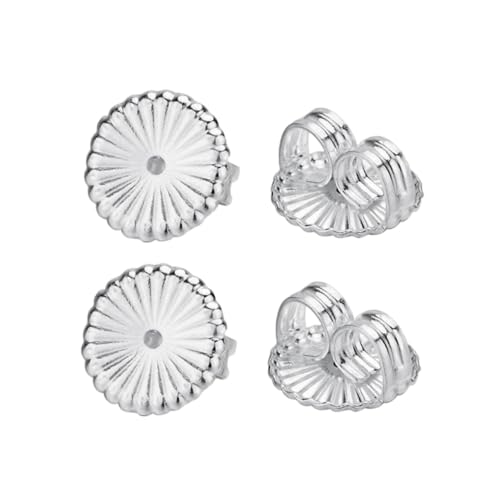 Homoyoyo 2 Paar Silberne Ohrstecker Verschluss Pads Ohrstecker Stopper aus Hochwertigem Silber für Damen und Mädchen Großes Gepolstertes Design Langlebig und Sicher von Homoyoyo