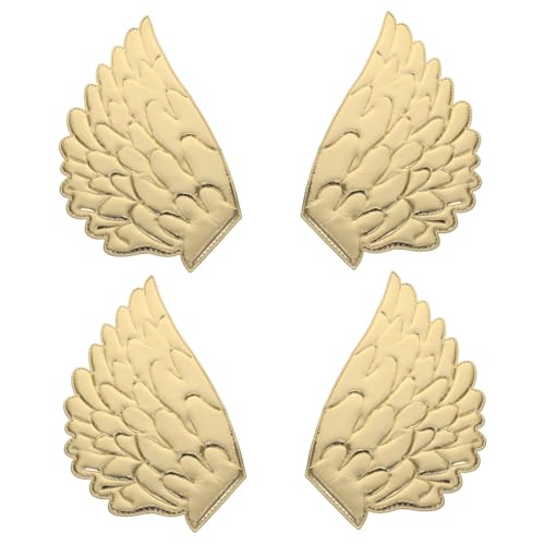 Homoyoyo 2 Paare Angel Wings Patch Angel Flügelreparatur Patch Engelsflügel Jacken gestickter Aufnäher dekorative Reparaturflicken Flügel nähen Patches Engel-Kleiderapplikation Stoff Golden von Homoyoyo