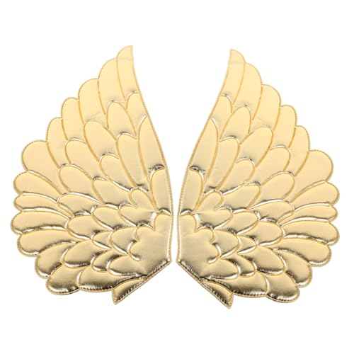 Homoyoyo 2 Paare Angel Wings Patch Engelsflügel Patches Engelsflügelgäste Patch Engelsflügelverzierung Taschen Bügelbild Gestickte Aufnäher in Engelsflügelform Flügelfleck Stoff Golden von Homoyoyo