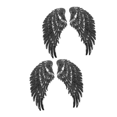 Homoyoyo 2 Paare Engelsflügel Stoff Kleidung Nähen Patch Flecken Für Engel Patches Bestickte Aufnäher Aufnähen Flügelaufnäher Mit Pailletten Flicken Für Kleidung Hochzeit Black Polyester von Homoyoyo