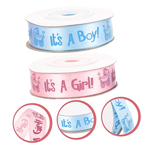 Homoyoyo 2 Rollen Babyparty Geschenkband Satinbänder Yards Blau Rosa Glatte Dekorationsbänder für Torten Deko DIY Bastelband Geschenkverpackung Shower Schärpe Vielseitige Bastelaccessoires von Homoyoyo
