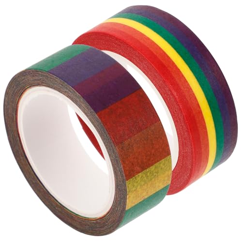 Homoyoyo 2 Rollen Bunte Washi Tape Rainbow Duct Tape für DIY Scrapbook Dekoration Tagebuch Aufkleber Klebeband Geschenkverpackung Kreative Bastelmaterialien von Homoyoyo