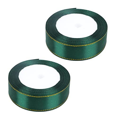 Homoyoyo 2 Rollen Doppelpack Geschenkband Dunkelgrün mit Breit Satin Schleifenband für DIY Geschenkverpackung Hochzeit Party Dekoration von Homoyoyo