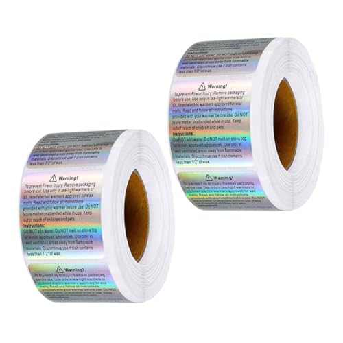 Homoyoyo 2 Rollen Für Wachsschmelze – Holografische Warnaufkleber Für Kerzen, Wasserfest, Selbstklebend, Rechteckige Etiketten – Für Selbstgemachte Kerzengläser Und von Homoyoyo