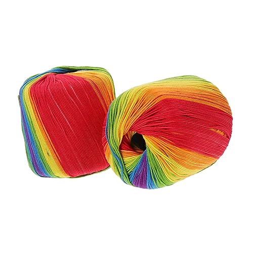 Homoyoyo 2 Rollen Häkelgarn Bunte Baumwollfäden für DIY Projekte Gradient Baumwollgarne für Handarbeiten für Strick und Häkelanfänger Rainbow Farben von Homoyoyo