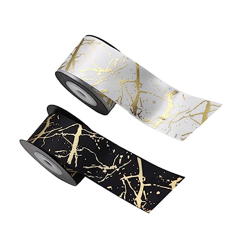Homoyoyo 2 Rollen Hochwertiges Polyester Geschenkband Breit Bronziert Langlebig für Blumen Geschenkverpackung DIY Schleifen Haarbänder Geburtstagsdeko von Homoyoyo