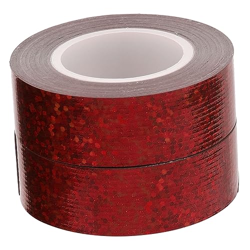 Homoyoyo 2 Rollen Holografisches Glitzer Klebeband Stark Klebendes Abdeckband für DIY Basteln Reparaturen Selbstklebend Rot Vielseitig Einsetzbar Hochgradig Haftend von Homoyoyo