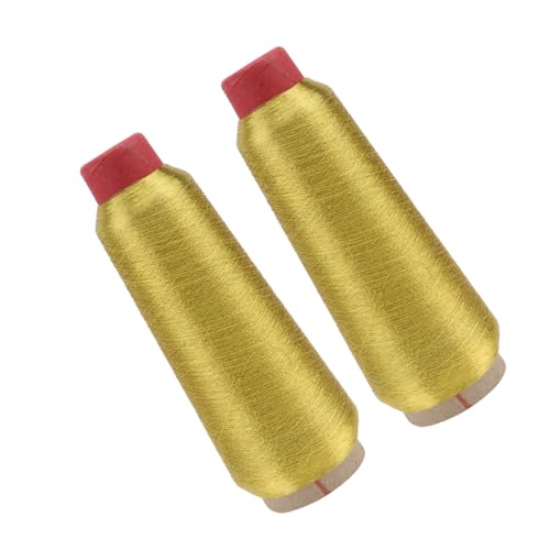 Homoyoyo 2 Rollen Nähmaschinen-Stickgarn metallisch Zahnseide Handwerk Garnset für Nähmaschinen nähen Glitzer-Stickgarn Garnsortiment für Nähmaschinen Goldfaden Stickfaden Polyester Golden von Homoyoyo
