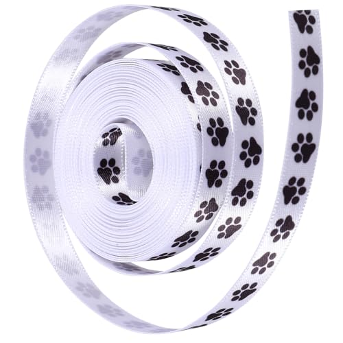 Homoyoyo 2 Rollen Pfotenabdruck Geschenkband Stilvolles Bedrucktes Geschenkband für Haustier Themen Breit Yards pro Rolle für Kreative DIY Projekte von Homoyoyo