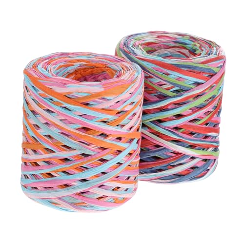 Homoyoyo 2 Rollen Raffia Papierband Buntes Geschenkband DIY Packpapier Schnur Langlebig Strapazierfähig für Geschenkverpackung Blumen Dekoration Bastelprojekte Homoyoyo 2 Rollen Raffia Papierband Buntes Geschenkband DIY Packpapier Schnur Langlebig Strapazierfähig für Geschenkverpackung Blumen Dekoration Bastelprojekte von Homoyoyo