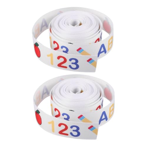 Homoyoyo 2 Rollen Rückkehr zur Schule Ribbons Dekorative Schulbänder Satin und Grosgrain für Lehrerpräsente und Bastelprojekte Breit für Schulanfang und Klassenzimmerdekorationen von Homoyoyo