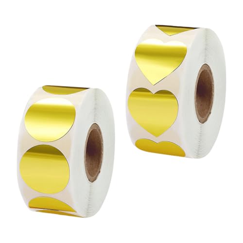 Homoyoyo 2 Rollen Selbstklebende Geschenkaufkleber Rund und Herzförmig pro Reflektierende Goldene Etiketten zum Versiegeln von Geschenkverpackungen für Umschläge Süßigkeitentüten DIY label Homoyoyo 2 Rollen Selbstklebende Geschenkaufkleber Rund und Herzförmig pro Reflektierende Goldene Etiketten zum Versiegeln von Geschenkverpackungen für Umschläge Süßigkeitentüten DIY label von Homoyoyo