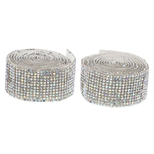 Homoyoyo 2 Rollen Selbstklebendes Strassband Sparkling Kristallrhinestone Band Reihen Breit DIY Dekoration für Kleidung Schuhe Taschen Basteln Zubehör von Homoyoyo