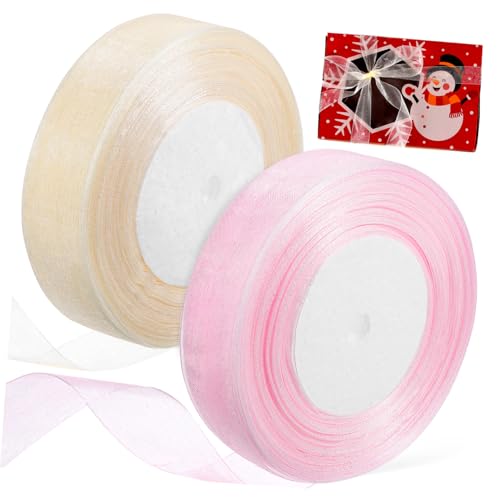 Homoyoyo 2 Rollen Transparente Geschenkband Breit Schneeschal Satinband in Cremeweiß und Rosé Leichter für Geschenkverpackung Blumen Flaschen Kuchen Sanft und Reißfest Homoyoyo 2 Rollen Transparente Geschenkband Breit Schneeschal Satinband in Cremeweiß und Rosé Leichter für Geschenkverpackung Blumen Flaschen Kuchen Sanft und Reißfest von Homoyoyo