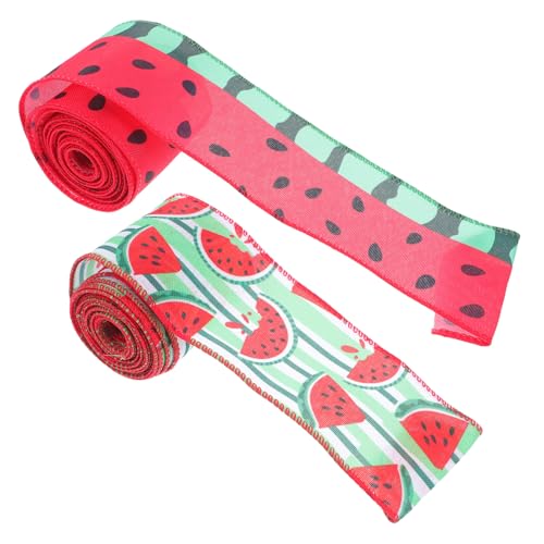 Homoyoyo 2 Rollen Wassermelonenband mit Drahtrand 1 Yard Breites Elegantes Geschenkband aus Polyester mit Drahtkante für Basteln DIY Schleifen Kränze und Partydekorationen Homoyoyo 2 Rollen Wassermelonenband mit Drahtrand 1 Yard Breites Elegantes Geschenkband aus Polyester mit Drahtkante für Basteln DIY Schleifen Kränze und Partydekorationen von Homoyoyo