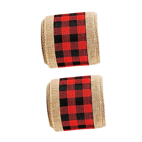 Homoyoyo 2 Rollen Weihnachts Geschenkband mit Karomuster Rustikales Stoffband in Rot Schwarz für DIY Geschenkverpackung Weihnachtsdeko Bastelarbeiten und Schleifen Festliche Dekoration von Homoyoyo