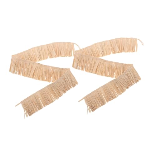 Homoyoyo 2 STÜCK Handgewebte Raffia Paper Yarn Quaste Natürliche Bastfransen für DIY Bastelprojekte Vielseitiger Sommer Trim für Hawaiianische Partydekorationen Taschen und Schuhzubehör von Homoyoyo