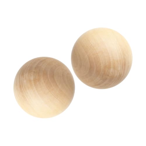 Homoyoyo 2 STÜCK Holz kugeln Naturbelassene Splintfreie Runde Holzperlen für DIY Bastelprojekte Bemalbar Schnitzbar Vielseitig für Dekoration und Handwerk von Homoyoyo