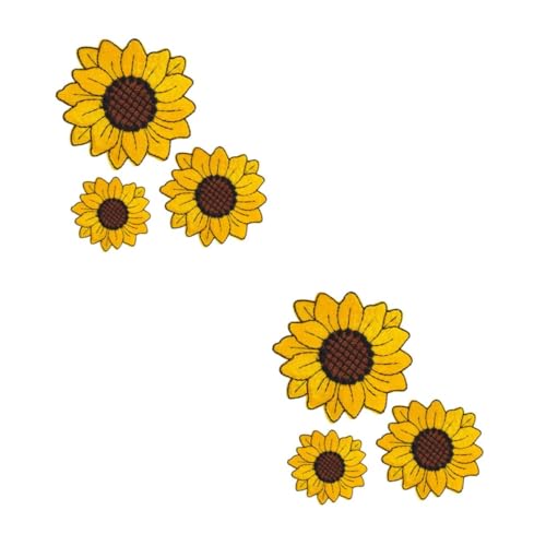 Homoyoyo 2 Sätze Stoffmontage Dekoration Jeansflicken Für Zerrissene Jeans Sonnenblumen-stickapplikation Süßer Stoffpatch Aus Baumwolle Flicken Für Kleidung Stickerei Stickgarn 3 Stück * 2 von Homoyoyo