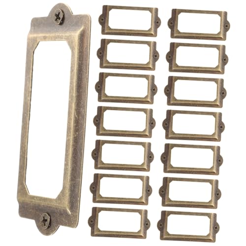 Homoyoyo 2 Sätze Vintage Label Frame Card Holder aus Robustem Metall Retro Schubladenbeschriftung für Schrank Kommode Langlebig Dekorativ Antike Möbelgriffe für Cabinet Decoration Hardware von Homoyoyo