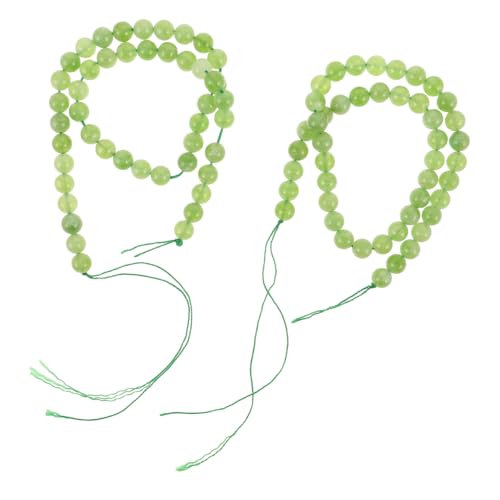 Homoyoyo 2 Saiten Grüne Jadeperlen Rund Poliert Lose Schmuckperlen für DIY Armbänder Halsketten Basteln Kreative Schmuckherstellung Zubehör von Homoyoyo