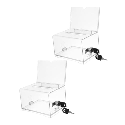 Homoyoyo 2 Stück Acryl Spendenbox Teilig Transparente Abschließbare Multi Funktion Kartenbox Robuste Aufbewahrung für Visitenkarten Geld Stimmzettel für Büro Ausstellung Hotel von Homoyoyo