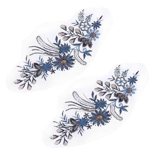 Homoyoyo 2 Stück Bestickte Dreidimensionale Blütenapplikationen aus Tüll mit Pailletten Handgefertigte Stoffpatches für DIY brautkleider Taschen Jacken und Kreative Textilgestaltung von Homoyoyo