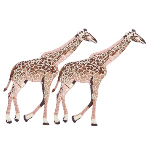 Homoyoyo 2 Stück Bestickte Tier applikationen Giraffe zum Aufbügeln und Aufnähen Langlebige Stoffflicken für Kleidung Kissen Vorhänge DIY Dekoration und Reparatur von Homoyoyo