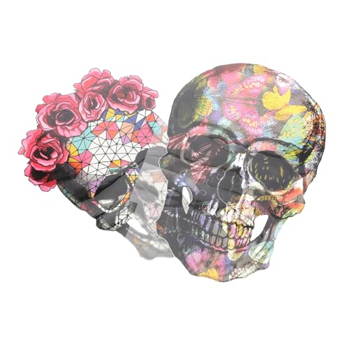 Homoyoyo 2 Stück Bügelbilder Skull für Halloween Hot Stamping Aufnäher Diy Patch Set für Kleidung Einfach Anzubringen für Kreative Bastelprojekte von Homoyoyo
