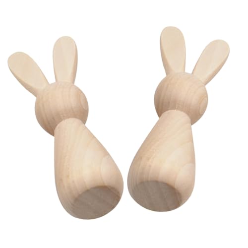 Homoyoyo 2 Stück DIY Holzkaninchen Puppen Unbemalte Holzfiguren für Kreative Bastelprojekte für Handarbeiten und Personalisierte von Homoyoyo