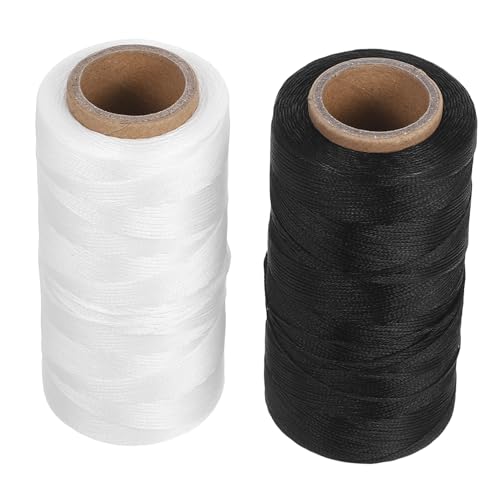 Homoyoyo 2 Stück Diy Wachspolyester Nähfaden für Handgenähtes Leder Schmuckherstellung Buchbinden und Kreative Wohnprojekte Weiß und Schwarz von Homoyoyo
