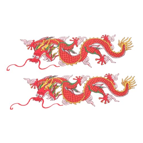 Homoyoyo 2 Stück Drachenform Bügelflicken Rot Diy Stickerei Patches für Kleidung Hüte und Taschen Dekorative Aufnäher für Kreative Nähprojekte von Homoyoyo