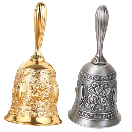Homoyoyo 2 Stück Europäische Retro Handglocke für Restaurant Service Glocke mit Griff Vielseitig als Tischklingel Trainingsglocke Alarm Dekoglocke Geeignet in Roségold und Antikoptik Homoyoyo 2 Stück Europäische Retro Handglocke für Restaurant Service Glocke mit Griff Vielseitig als Tischklingel Trainingsglocke Alarm Dekoglocke Geeignet in Roségold und Antikoptik von Homoyoyo