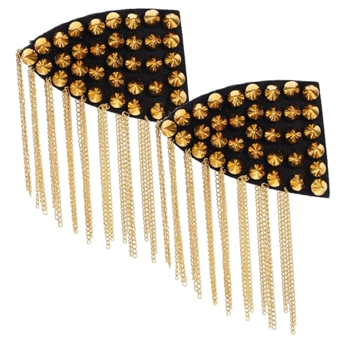 Homoyoyo 2 Stück Goldene Quasten Schulterepauletten mit Nietkette Modische Punk Schulterabzeichen für Damen und Herren Auffällige Uniformverzierung für Kostüm und Alltag von Homoyoyo