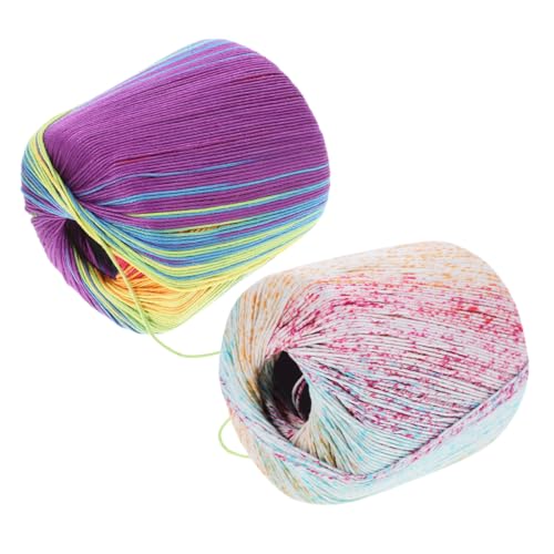 Homoyoyo 2 Stück Handgefertigter Wottwäschefaden Pullover Baumwollgarn EXECEST COUTWONSFARAR für Häkeln Pullover Häkelgarn mehrfarbiger Baumwollstrickgarn Schalkramngarn Baumwollfaden von Homoyoyo