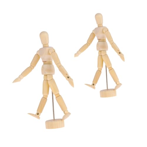 Homoyoyo 2 Stück Holzpuppen Unfertige Holzfiguren für DIY Gelenkige Mannequins zum Bemalen Dekorative Holzornamente für Kreative Projekte von Homoyoyo