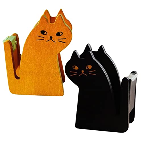 Homoyoyo 2 Stück Katzen Tape Halter Vintage Holz Klebebandspender für Büro Robuste und Sichere Klebeband Cutter als Tischdekoration für Zuhause von Homoyoyo