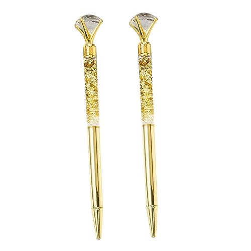Homoyoyo 2 Stück Kugelschreiber mit Metallkörper und Glitzerndem Diamant Stifte für Büro und Schule Design Gold für und Feierlichkeiten von Homoyoyo