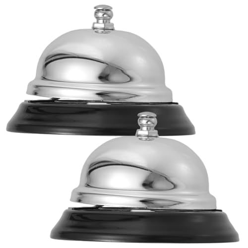 Homoyoyo 2 Stück Metall Tischklingel aus Zinklegierung Servierglocke mit Klarem Klang Langlebige Serviceglocke für Hotel Büro Restaurant Schule Pflege Schnelle Hilferuf Funktion von Homoyoyo