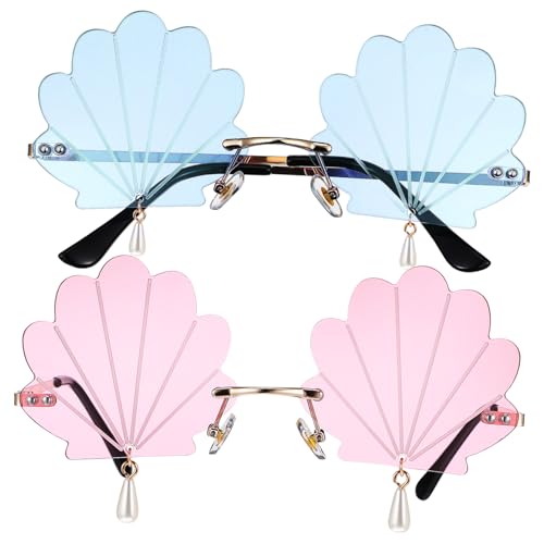 Homoyoyo 2 Stück Muschelförmige Randlose Sonnenbrille für Frauen Lustige Partybrille mit Anhänger Leichte Pc Sonnenbrillen für Festivals Karneval und Outdoor Aktivitäten Homoyoyo 2 Stück Muschelförmige Randlose Sonnenbrille für Frauen Lustige Partybrille mit Anhänger Leichte Pc Sonnenbrillen für Festivals Karneval und Outdoor Aktivitäten von Homoyoyo
