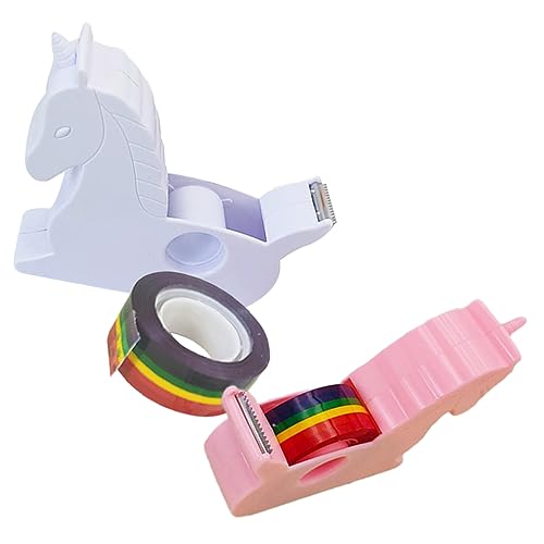 Homoyoyo 2 Stück Niedlicher Klebebandspender im Einhorn Design Praktischer Tape Cutter für Büro und Schule für DIY Projekte und Bastelarbeiten Mit Integriertem Klebeband Zufällige Farbe von Homoyoyo