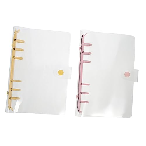 Homoyoyo 2 Stück Notizbuch Hülle Teiliges Transparent Lose Ordner Cover in Gelb und Rosa Widerstandsfähige Flexible Schutzhülle für Schule Büro DIY Scrapbook Organizer von Homoyoyo
