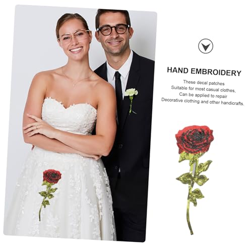 Homoyoyo 2 Stück Pailletten Rosen Aufnäher zum Aufnähen Kreative DIY Stoffapplikationen für Kleidung Taschen Hüte Jeans Verschönerung und Reparatur von Homoyoyo