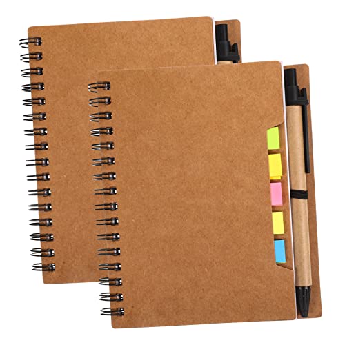 Homoyoyo 2 Stück Spiral Notizbuch mit Haftnotizen Hochwertiger Notizblock für Büro und Schule Praktisch und Langlebig zur Planung und Organisation von Homoyoyo