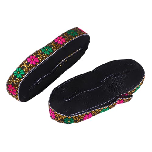 Homoyoyo 2 Stück Teiliges Besticktes Spitzenband mit Blumenmuster Breit Ethno Stil Gardinen und DIY Zubehör Schwarzes Jacquard für Kleidung und Heimdekor von Homoyoyo