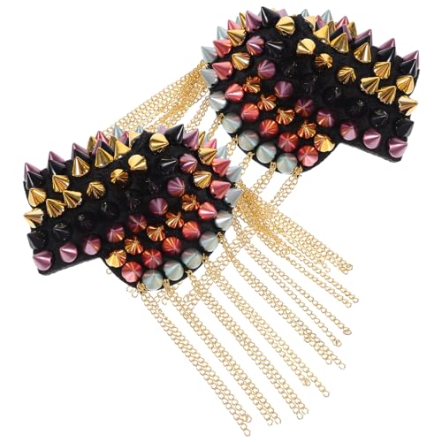 Homoyoyo 2 Stück Teiliges Bunte Epauletten mit Quasten und Nieten Vintage DIY Schulterklappen für Damen Dekorative Punk Kostüm Accessoires Auffällige Schulterabzeichen für Uniformen und von Homoyoyo