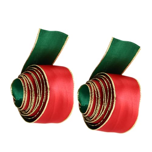 Homoyoyo 2 Stück Teiliges Geschenkband Breit Doppelseitiges Dekoband Rot und Grün aus Langlebigem Stoff Festliches Weihnachtsband für Geschenkverpackungen Party und Hochzeitsdekoration von Homoyoyo