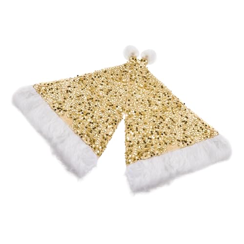 Homoyoyo 2 Stück Teiliges Weihnachtsmütze mit Pailletten Weicher Plüschrand Langlebig und Bequem Festliche Xmas Kopfbedeckung für Party Kostüm und Dekoration von Homoyoyo